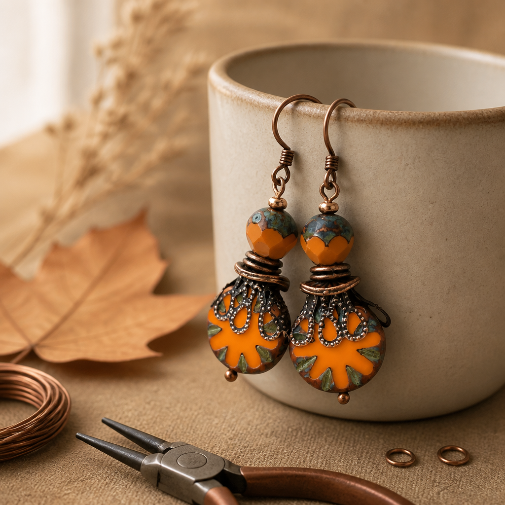 Boho Earrings, Gift Ideas for Her, Bohemian Earrings, Orange Earrings