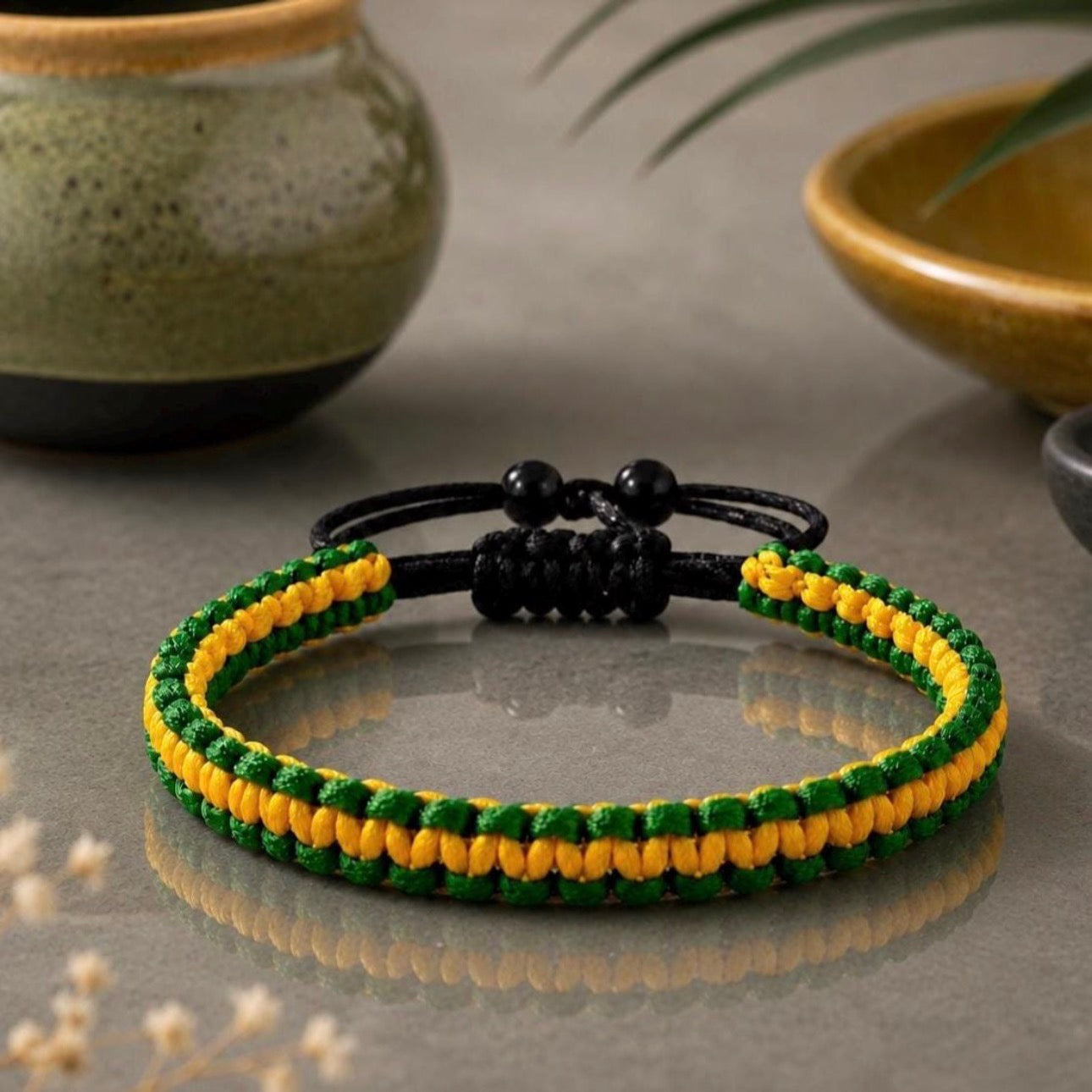Braided Jamaican Flag Color Wrap Adjustable Bracelet for Men Women