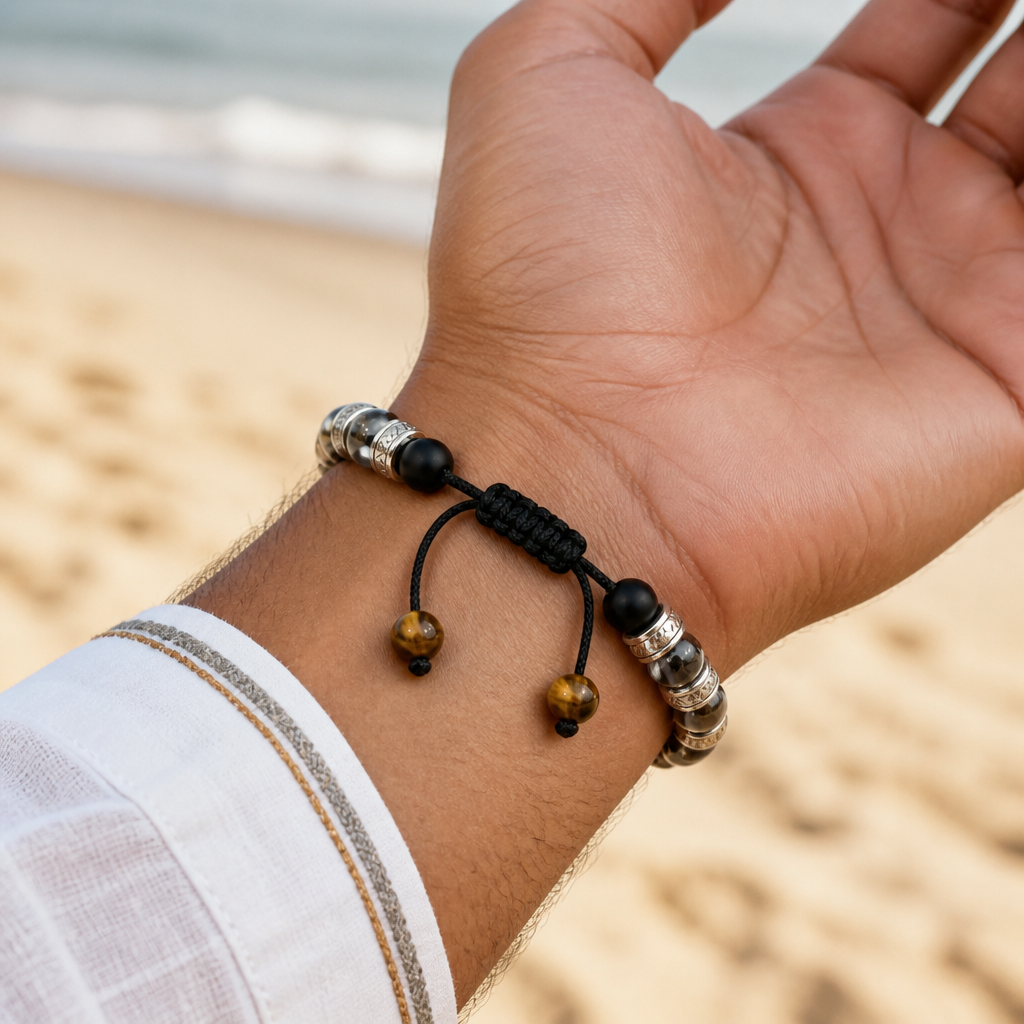 Men’s Tiger’s Eye, Hematite & Black Onyx Bracelet
