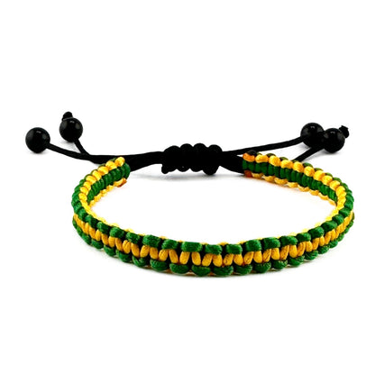 Thea Design Concepts Braided Jamaican Flag Color Wrap Adjustable Bracelet for Men Women