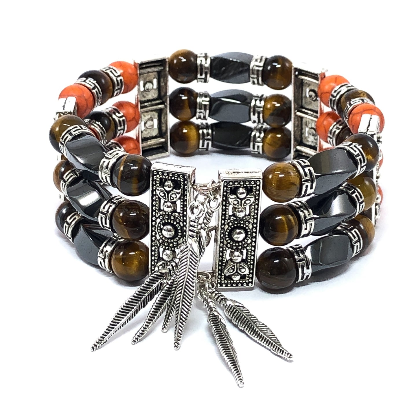 Thea Design Concepts Autumn Unisex Beaded Cuff Bracelet, Turquoise, Boho Style - 7