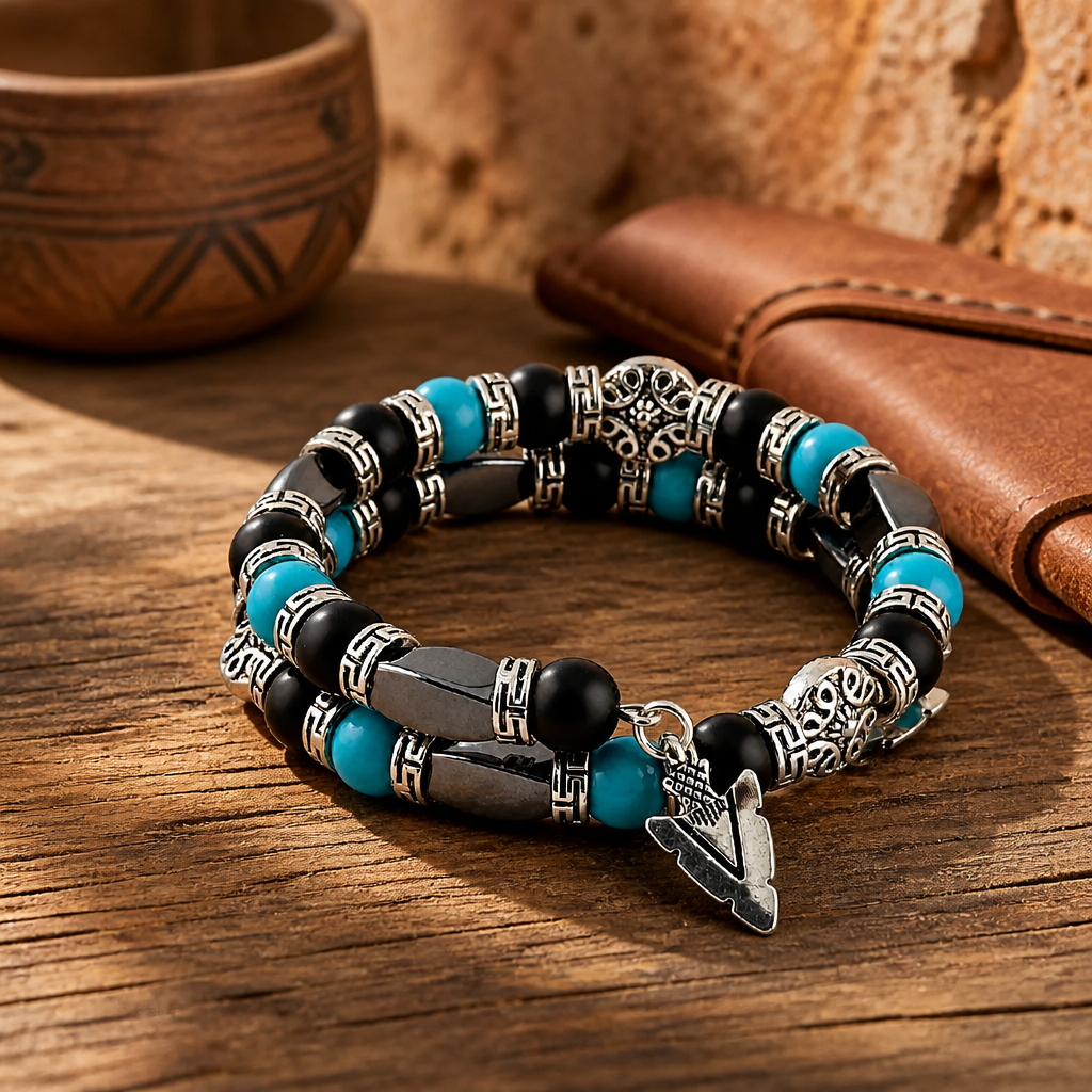 Southwestern Bracelet, Men's Bangle Bracelet, Men's Turquoise Bracelet