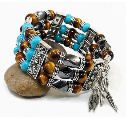 Yellow Tigers Eye Bracelet,Cuff Bracelet for Men Women, Turquoise Bracelet