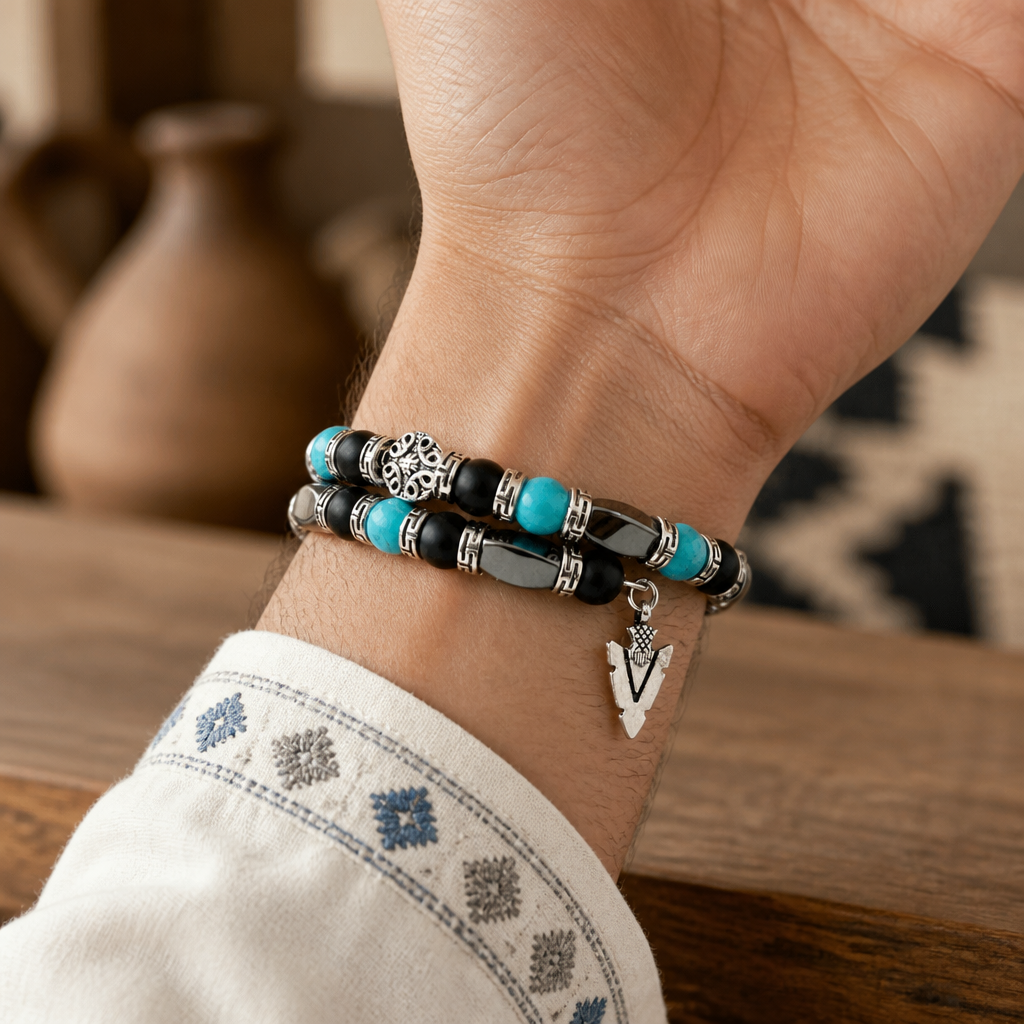 Southwestern Bracelet, Men's Bangle Bracelet, Men's Turquoise Bracelet