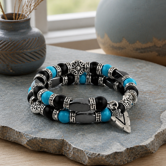 Southwestern Bracelet, Men's Bangle Bracelet, Men's Turquoise Bracelet
