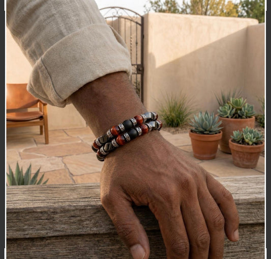 Gemstone Beaded Jewelry for Men, Arrowhead Bracelet, Men's Bangle Bracelet