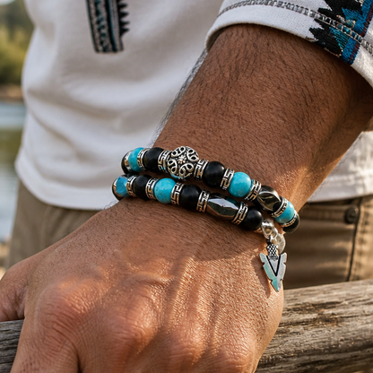 Southwestern Bracelet, Men's Bangle Bracelet, Men's Turquoise Bracelet
