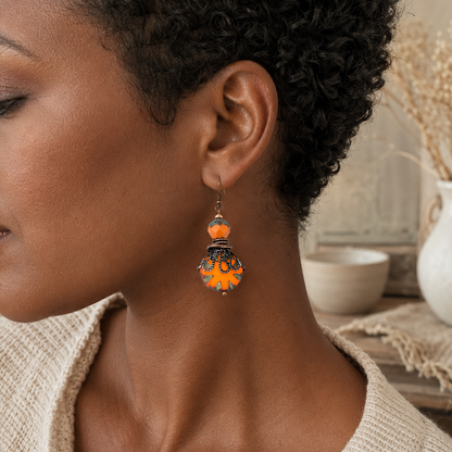 Boho Earrings, Gift Ideas for Her, Bohemian Earrings, Orange Earrings