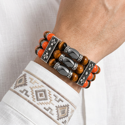 Autumn Bracelet, Unisex Bracelet, Beaded Cuff Bracelet