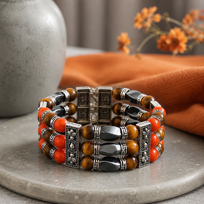 Autumn Bracelet, Unisex Bracelet, Beaded Cuff Bracelet