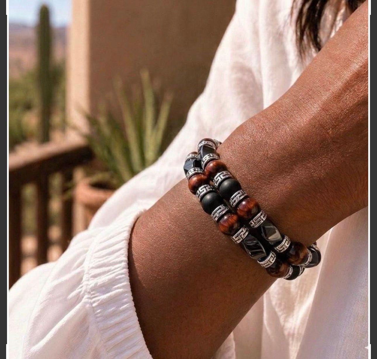 Gemstone Beaded Jewelry for Men, Arrowhead Bracelet, Men's Bangle Bracelet