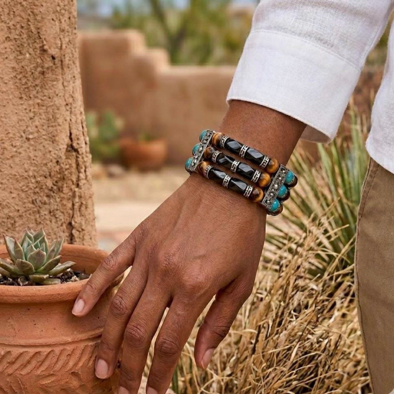 Yellow Tigers Eye Bracelet,Cuff Bracelet for Men Women, Turquoise Bracelet