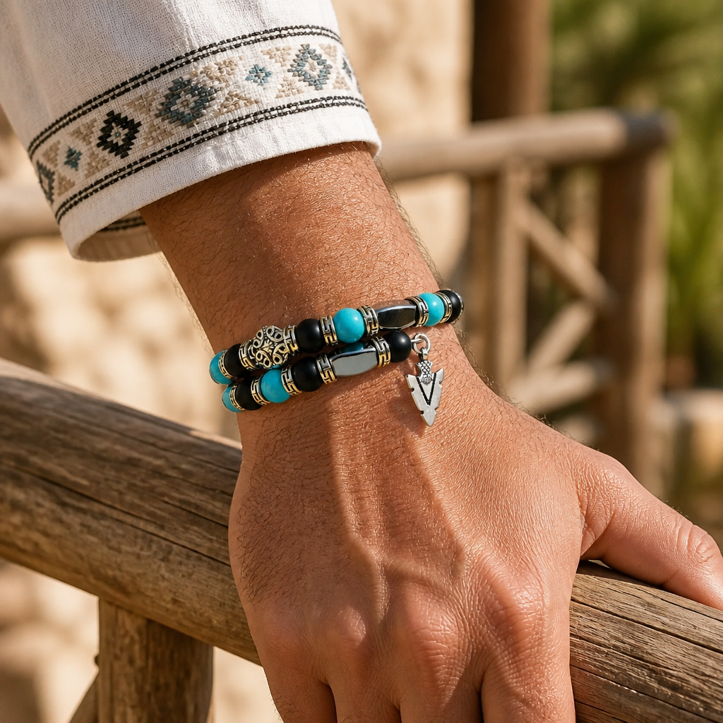 Southwestern Bracelet, Men's Bangle Bracelet, Men's Turquoise Bracelet