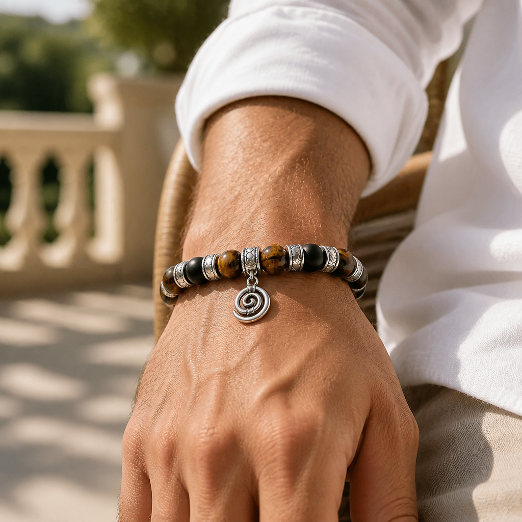Men’s Tiger’s Eye, Hematite & Black Onyx Bracelet