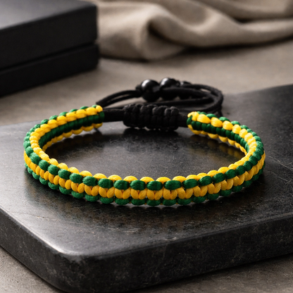Braided Jamaican Flag Color Wrap Adjustable Bracelet for Men Women