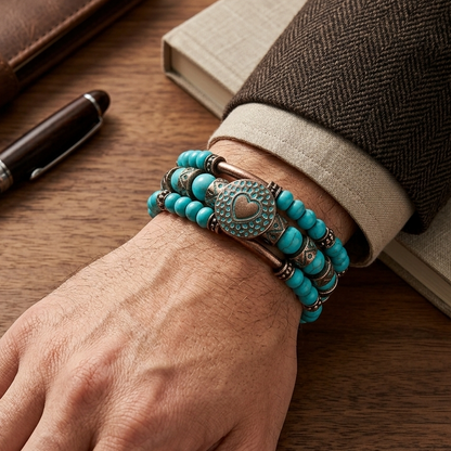 Beaded Turquoise Bracelet, Turquoise and Copper Bracelet, Unisex Bracelet