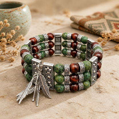 Natural African Turquoise and Tiger’s Eye Cuff Bracelet