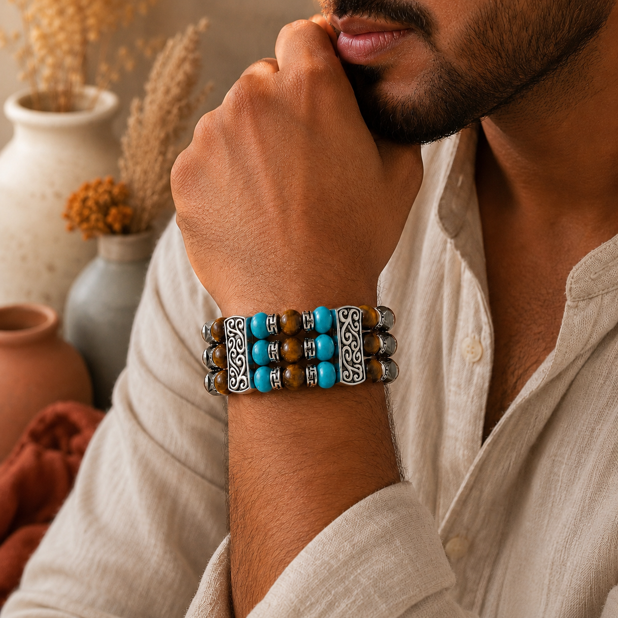 Southwestern Cuff Bracelets for Men Women