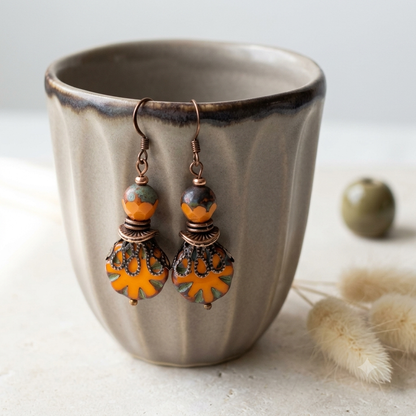 Boho Earrings, Gift Ideas for Her, Bohemian Earrings, Orange Earrings