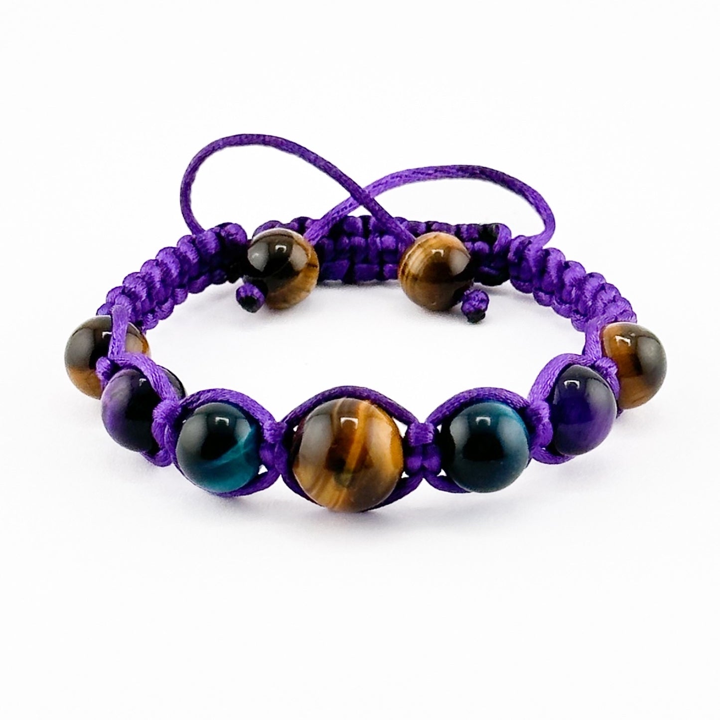 Tigers Eye Protection Bracelet | Adjustable Shamballa Macrame Braided Bracelet
