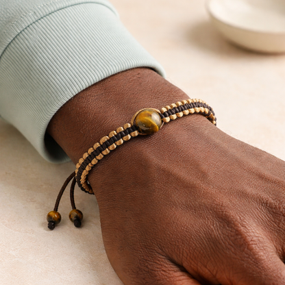 Tiger’s Eye Braided Bracelet, Adjustable Macrame Bracelet, Shamballa Style Bracelet