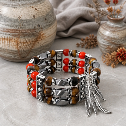 Autumn Bracelet, Unisex Bracelet, Beaded Cuff Bracelet