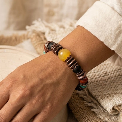 Jamaican Bracelet, Beaded Stretch Bracelet, Men's Stretch Bracelet