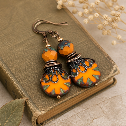 Boho Earrings, Gift Ideas for Her, Bohemian Earrings, Orange Earrings