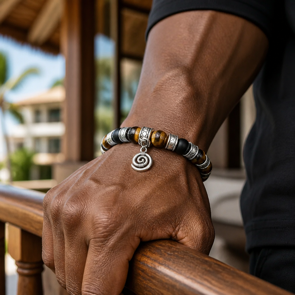 Men’s Tiger’s Eye, Hematite & Black Onyx Bracelet