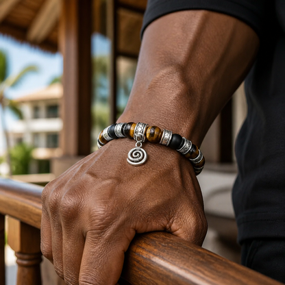 Men’s Tiger’s Eye, Hematite & Black Onyx Bracelet