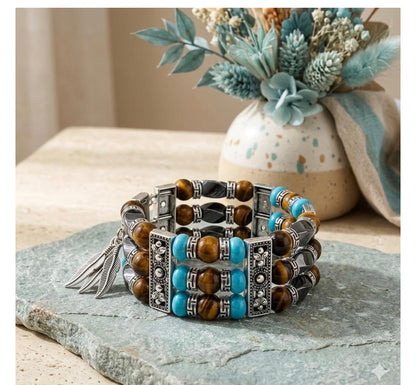 Yellow Tigers Eye Bracelet,Cuff Bracelet for Men Women, Turquoise Bracelet