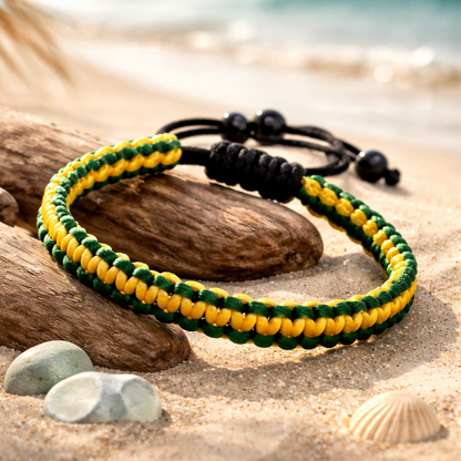 Braided Jamaican Flag Color Wrap Adjustable Bracelet for Men Women