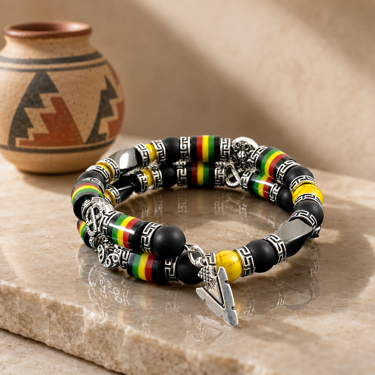 Jamaican Inspired Beaded Bracelet
