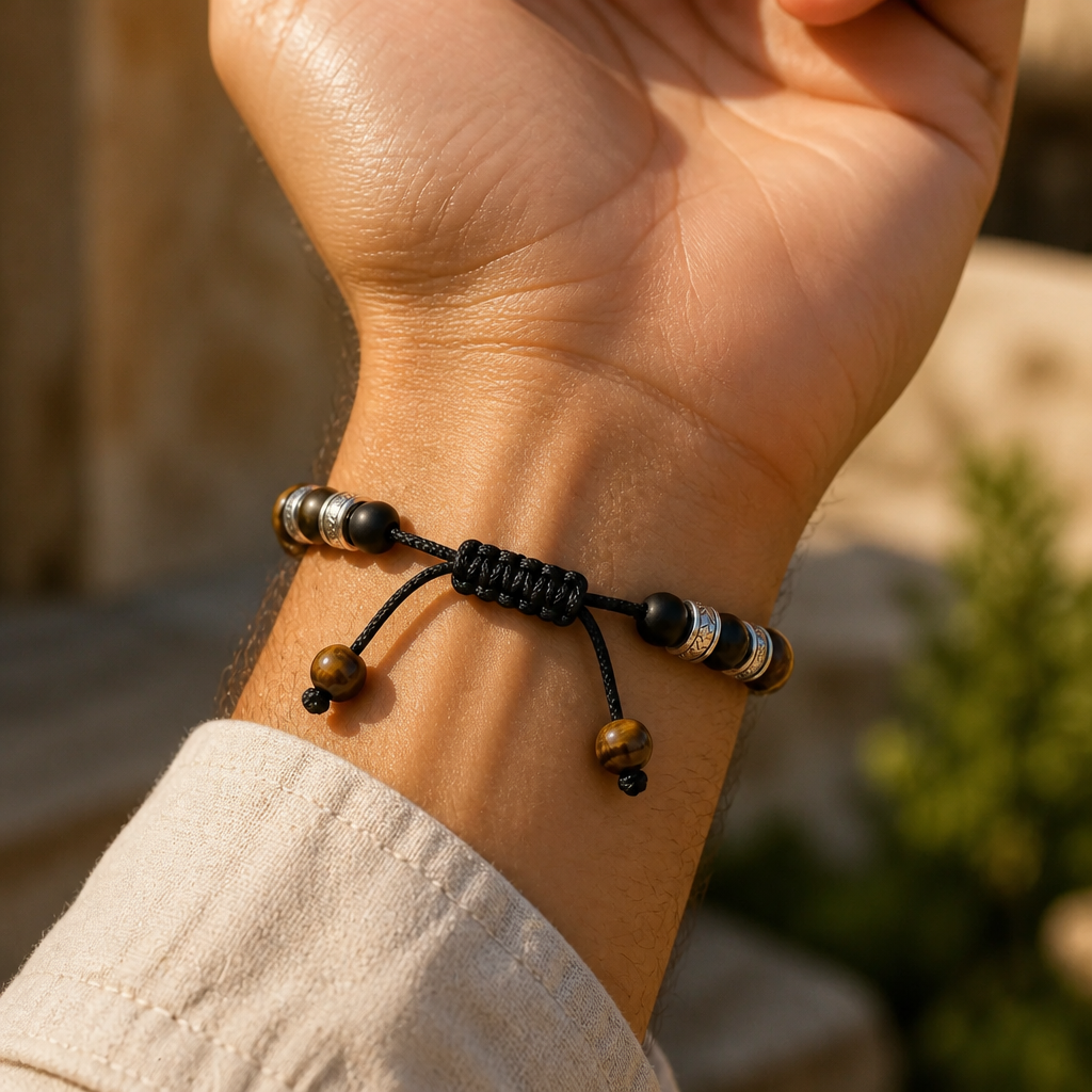 Men’s Tiger’s Eye, Hematite & Black Onyx Bracelet