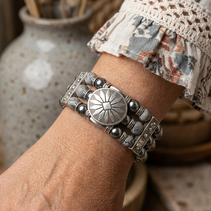 Black and Silver Cuff Bracelets for Men Women