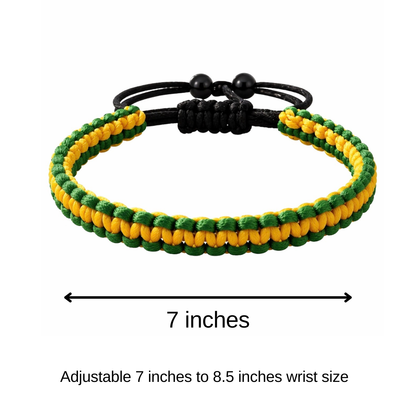 Braided Jamaican Flag Color Wrap Adjustable Bracelet for Men Women