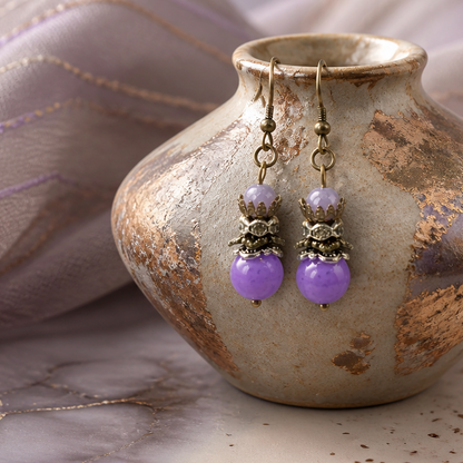 Purple Jade Earrings, Gemstone Earrings, Stocking Stuffers, Dangle Earrings