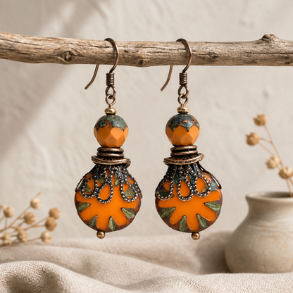 Boho Earrings, Gift Ideas for Her, Bohemian Earrings, Orange Earrings