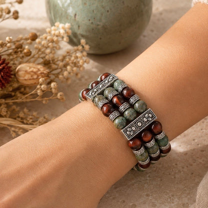Natural African Turquoise and Tiger’s Eye Cuff Bracelet