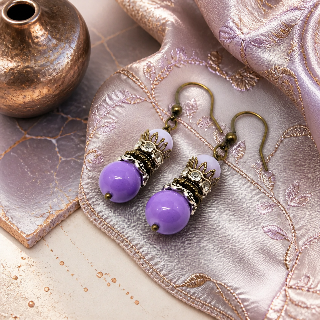 Purple Jade Earrings, Gemstone Earrings, Stocking Stuffers, Dangle Earrings