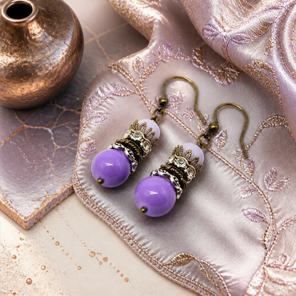 Purple Jade Earrings, Gemstone Earrings, Stocking Stuffers, Dangle Earrings