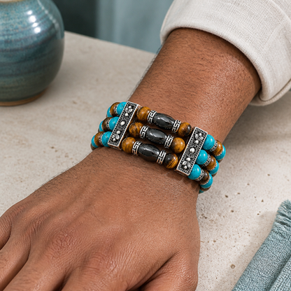 Yellow Tigers Eye Bracelet,Cuff Bracelet for Men Women, Turquoise Bracelet