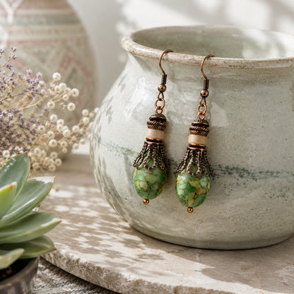 Bohemian Dangle Earrings, Turquoise Earrings, Jewelry Gift Ideas
