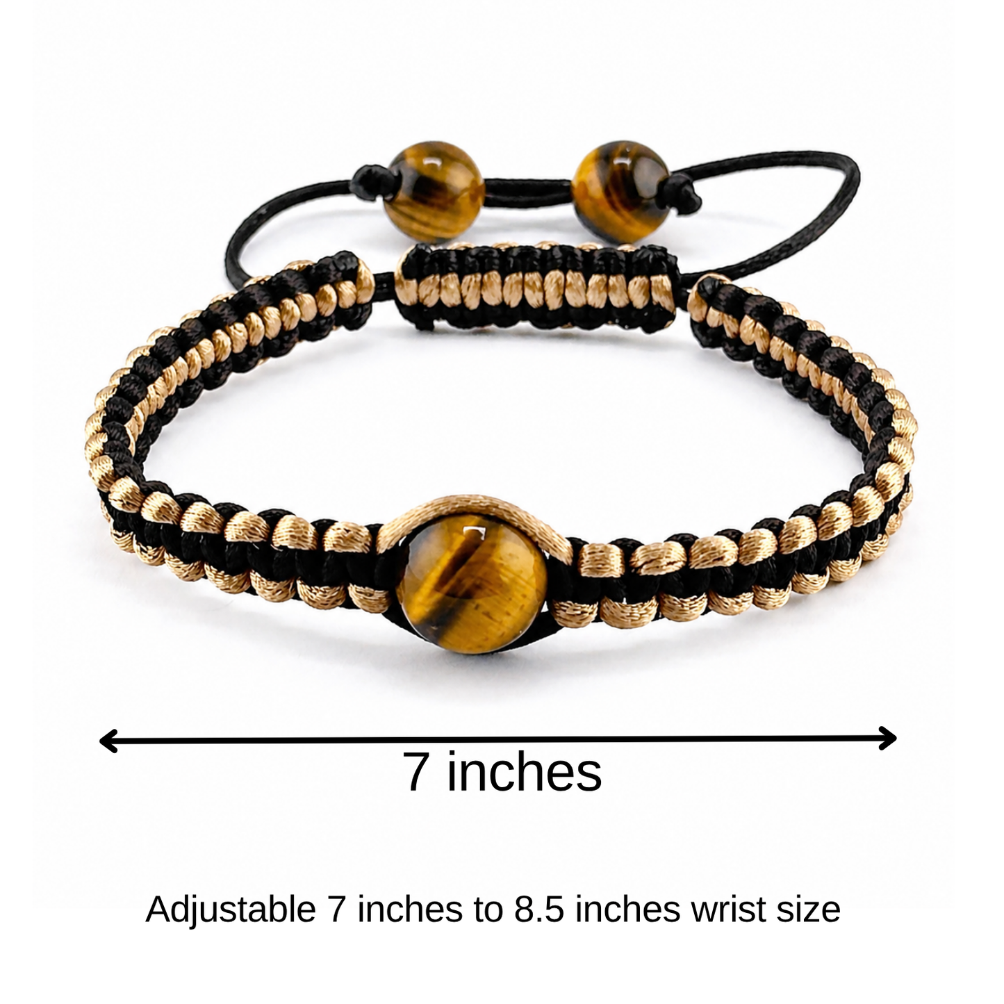 Tiger’s Eye Braided Bracelet, Adjustable Macrame Bracelet, Shamballa Style Bracelet