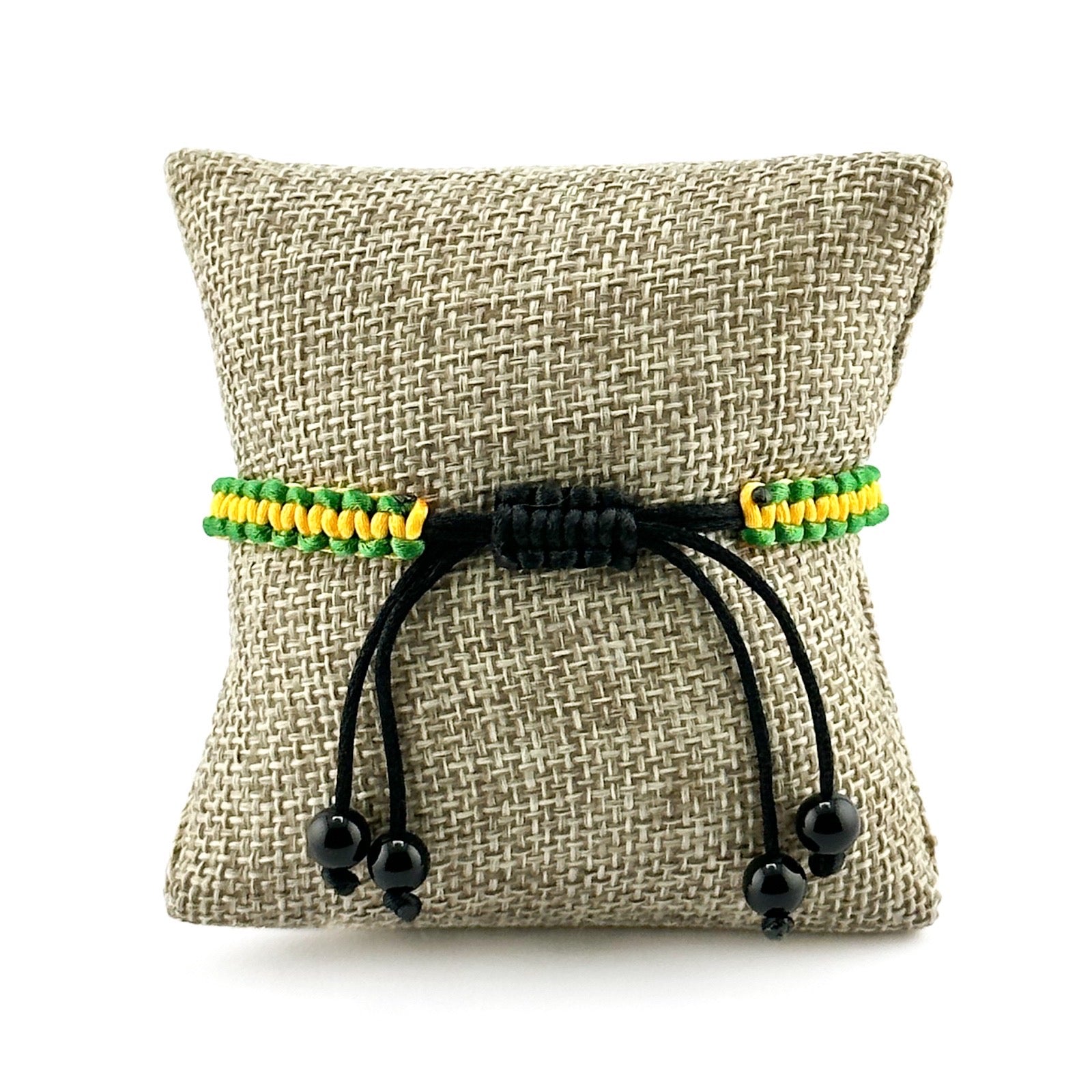 Thea Design Concepts Braided Jamaican Flag Color Wrap Adjustable Bracelet for Men Women- back view 