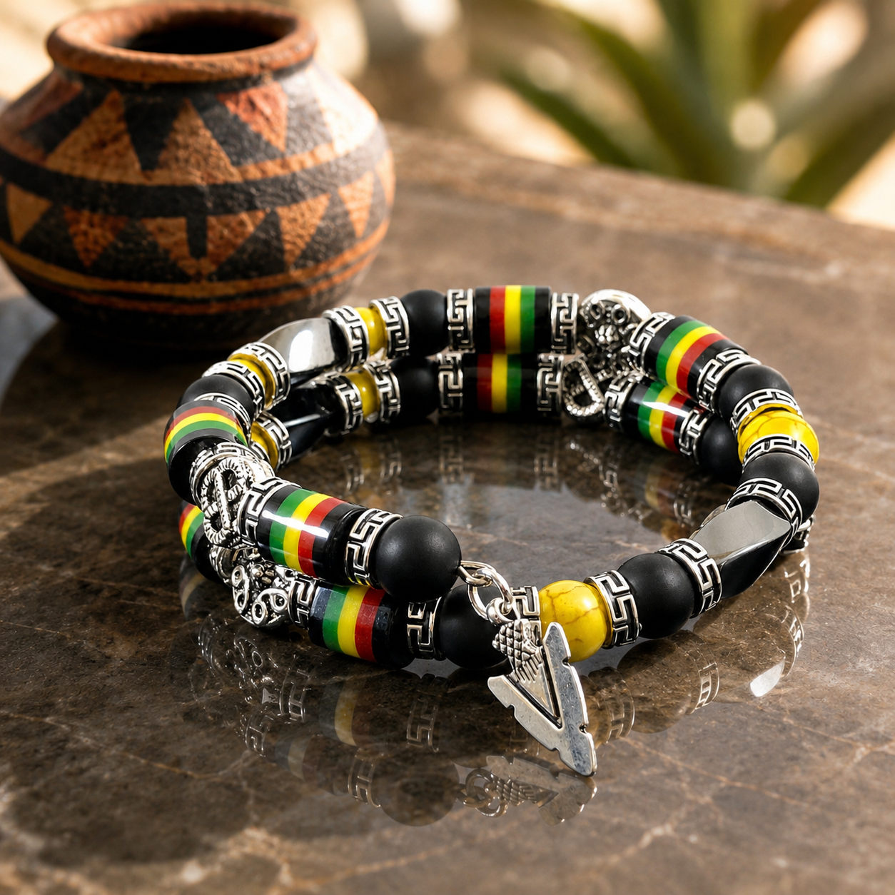 Jamaican Inspired Beaded Bracelet