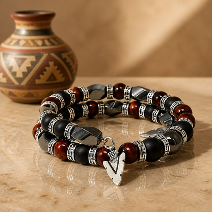 Gemstone Beaded Jewelry for Men, Arrowhead Bracelet, Men's Bangle Bracelet