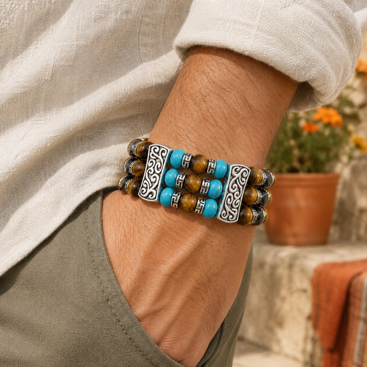 Southwestern Cuff Bracelets for Men Women