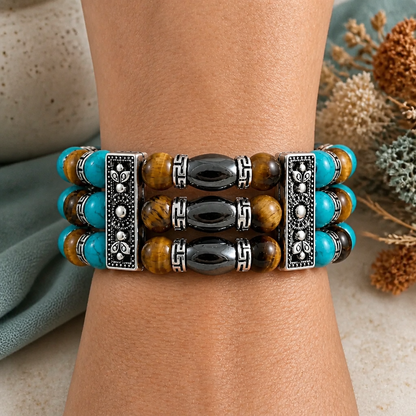 Yellow Tigers Eye Bracelet,Cuff Bracelet for Men Women, Turquoise Bracelet