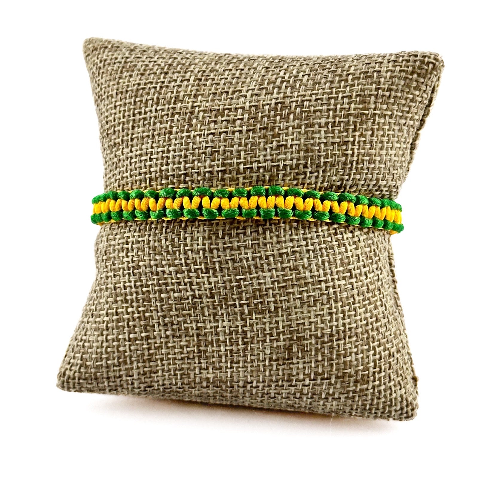 Thea Design Concepts Braided Jamaican Flag Color Wrap Adjustable Bracelet for Men Women- front view